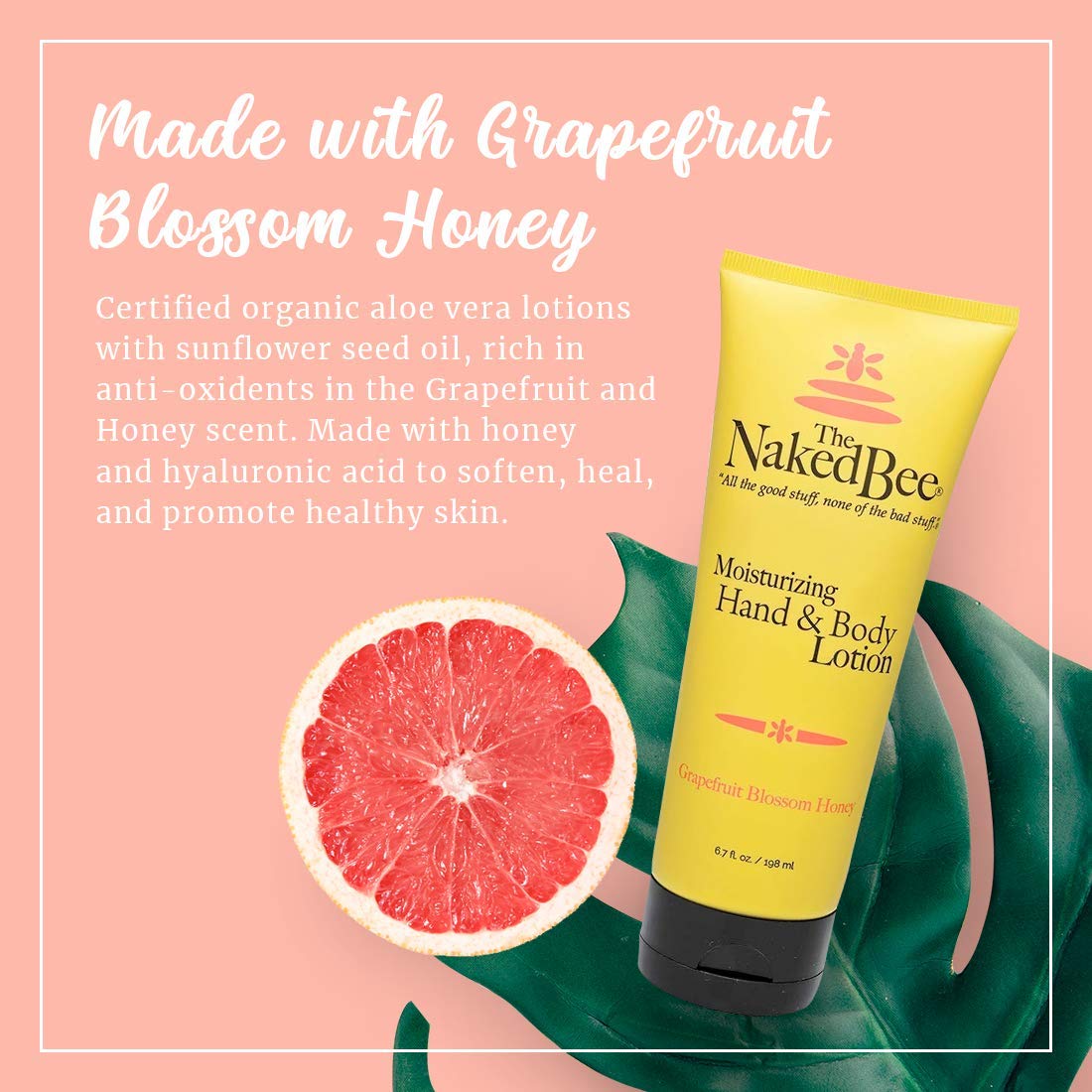 The Naked Bee Grapefruit Blossom Honey lotion pump top—easy dispensing