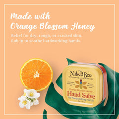 The Naked Bee hand salve jar closeup highlights a rich, creamy balm for cracked skin.
