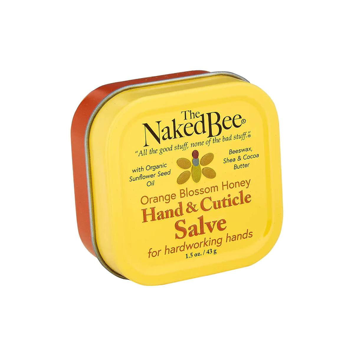 The Naked Bee hand salve packaging shows premium cruelty-free skincare for dry hands and daily hydration.