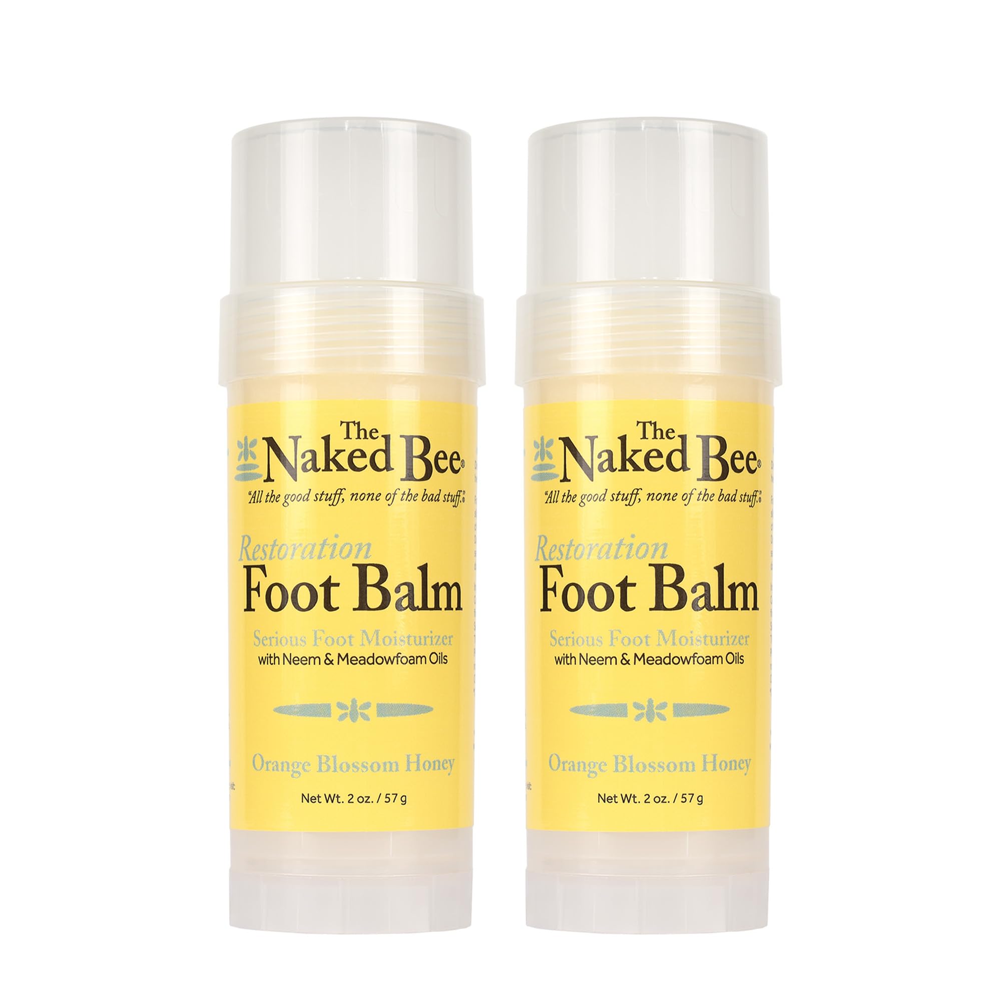 The Naked Bee orange-blossom-honey foot balm roll-on application for smooth, moisturized feet.