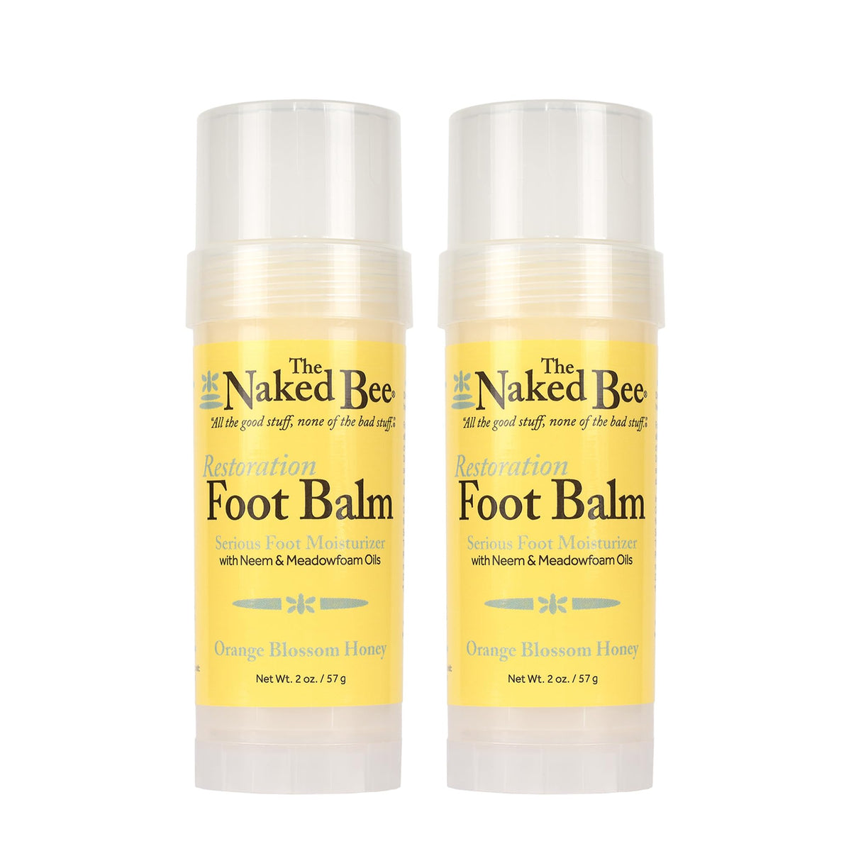 The Naked Bee orange-blossom-honey foot balm roll-on application for smooth, moisturized feet.