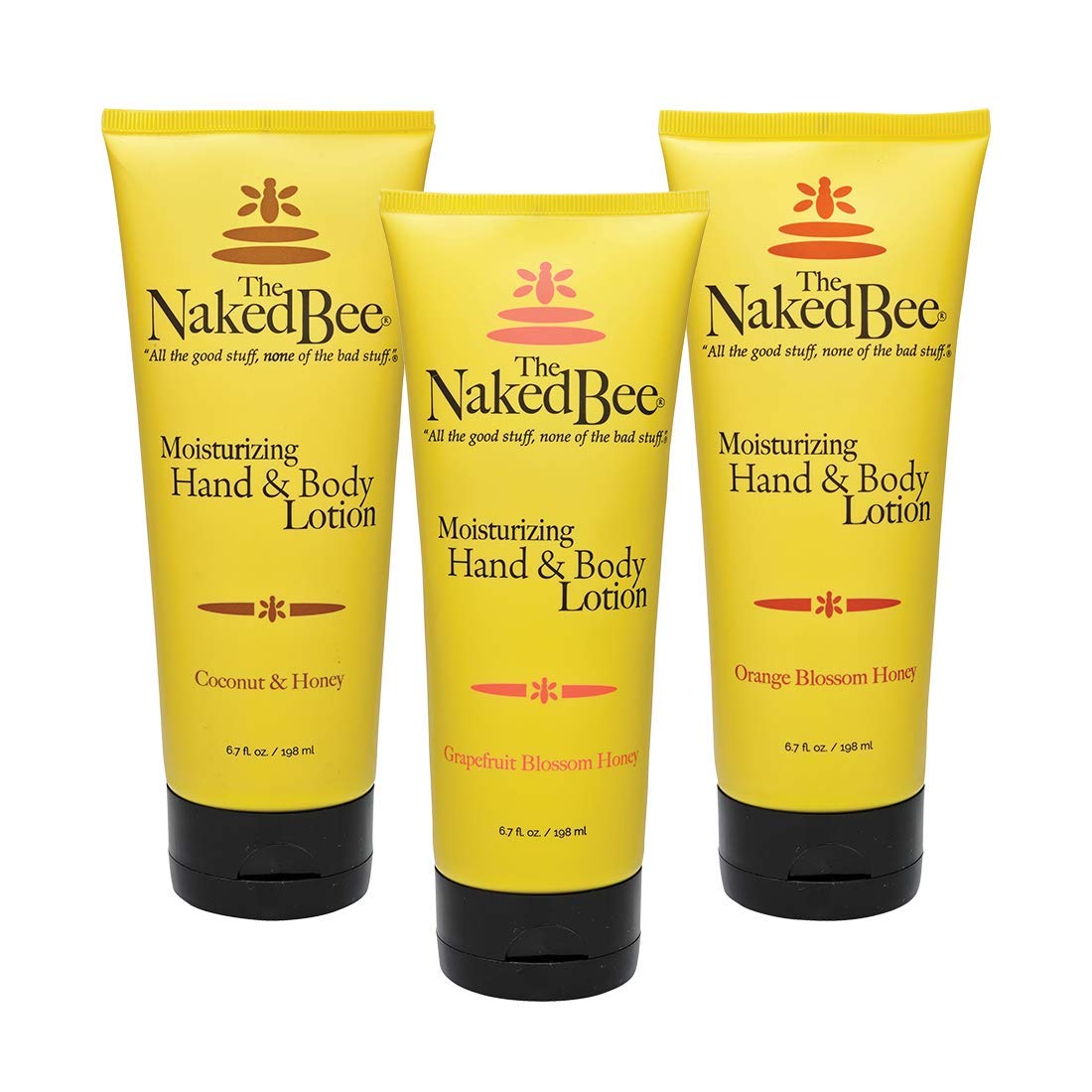 The Naked Bee orange-blossom honey hand lotion 3-pack front label for daily moisture.