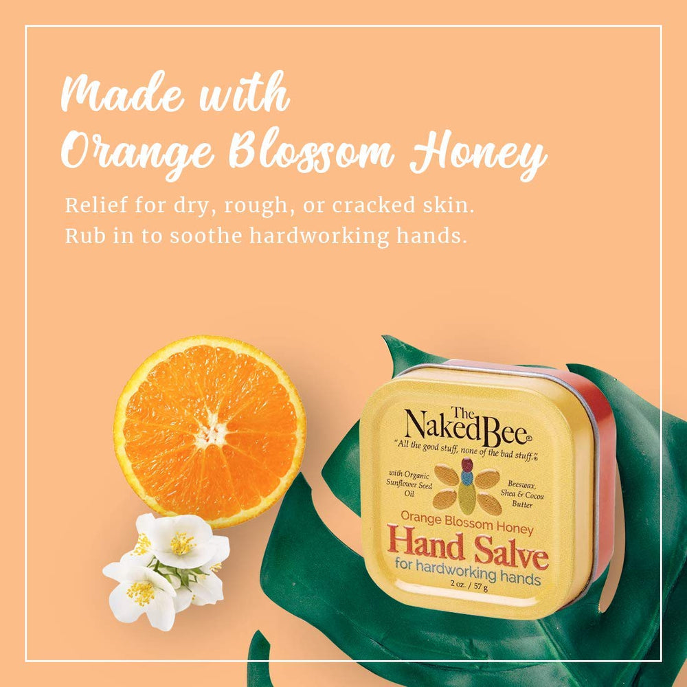 The Naked Bee hand salve being applied on rough skin for quick relief.