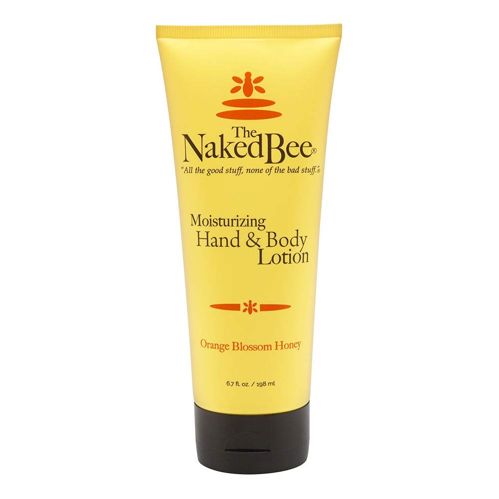 The Naked Bee orange blossom honey lotion bottle close-up highlighting daily hydration.