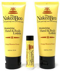 The Naked Bee Orange Blossom Honey Lotion bottle highlights hydrating, natural skin care for daily use.