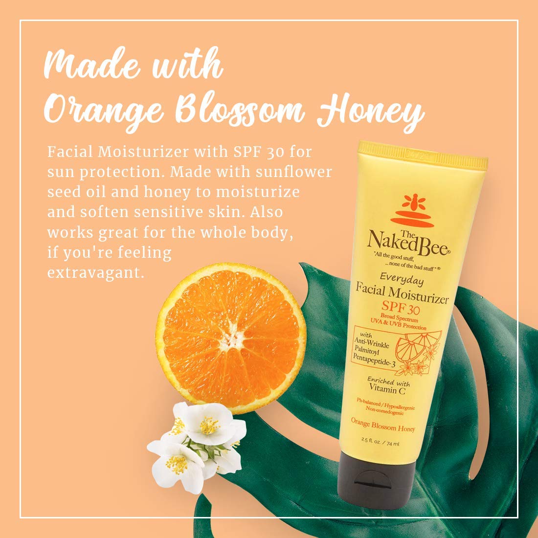 The Naked Bee SPF30 orange blossom jar close-up showing texture