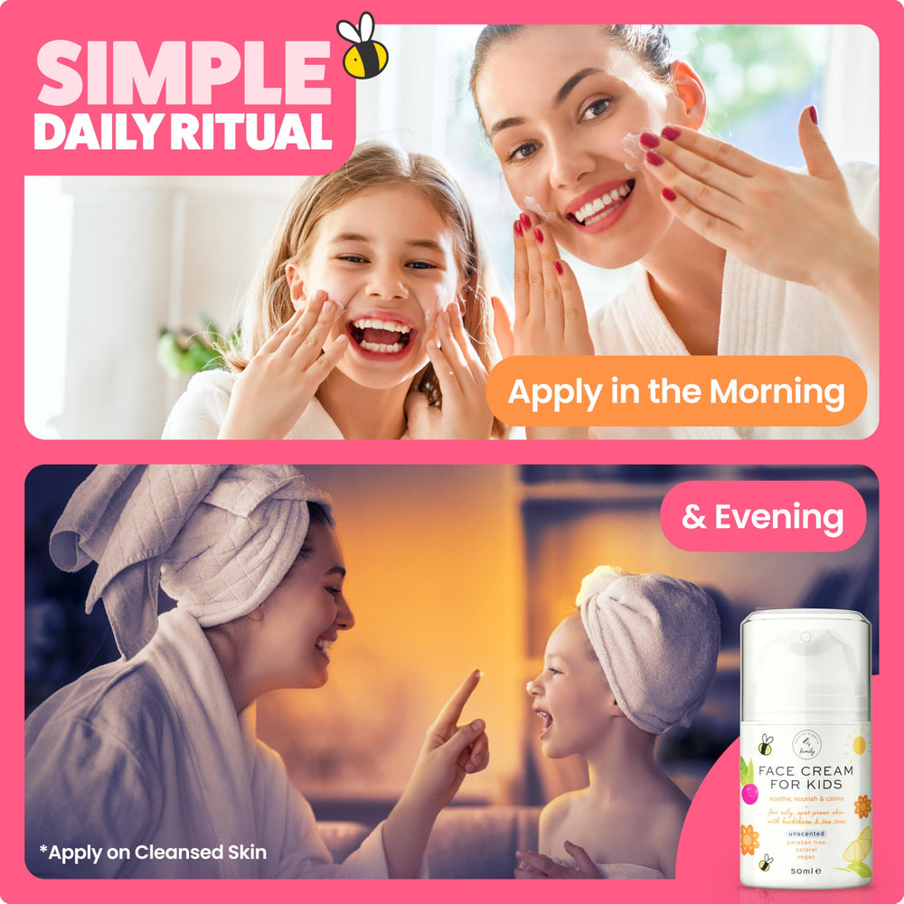 The Natural and Organic Family Strawberry and Cranberry Extracts image suggests soothing, radiant skin after use.