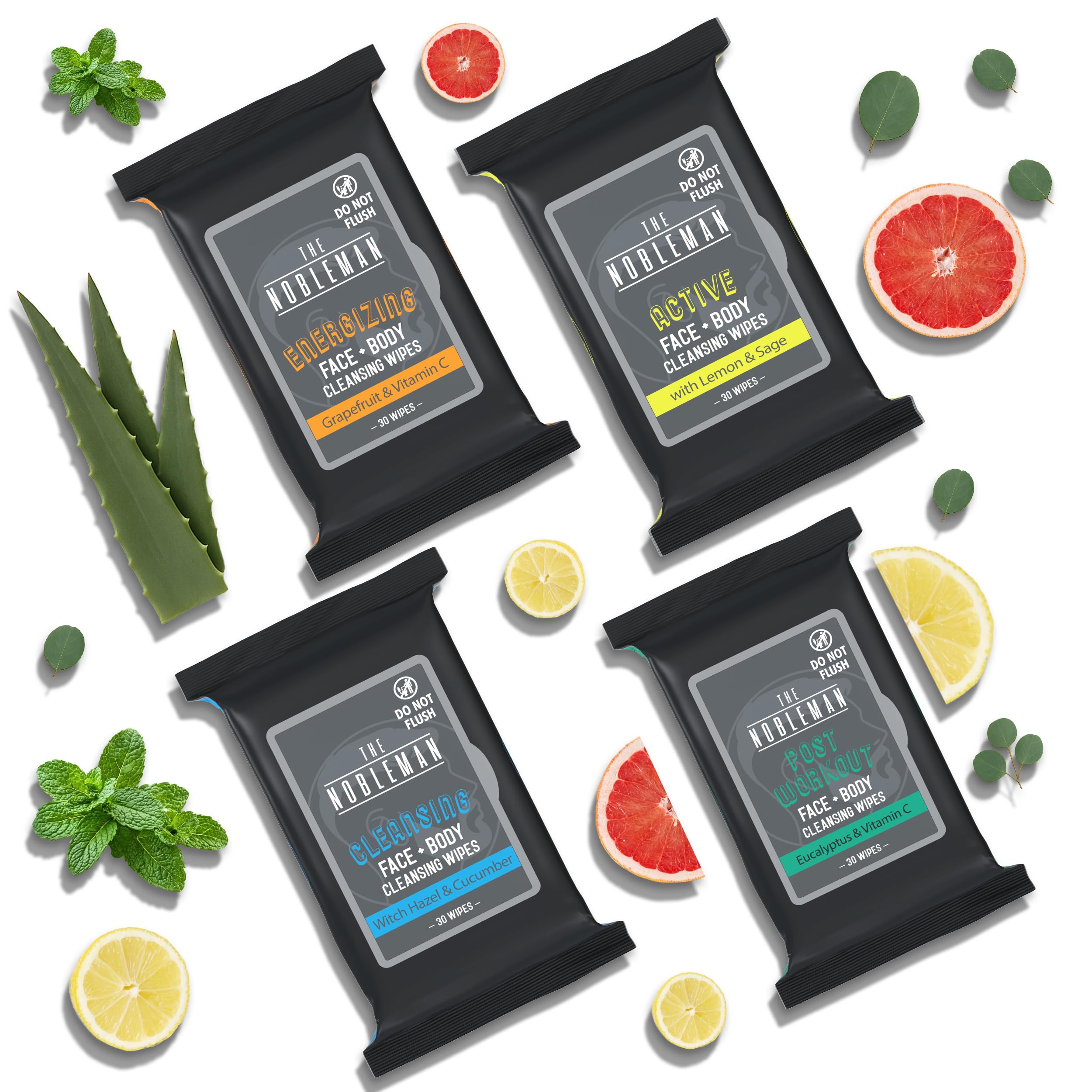 The Nobleman 4-pack packaging showcases convenient wipes for home or gym.