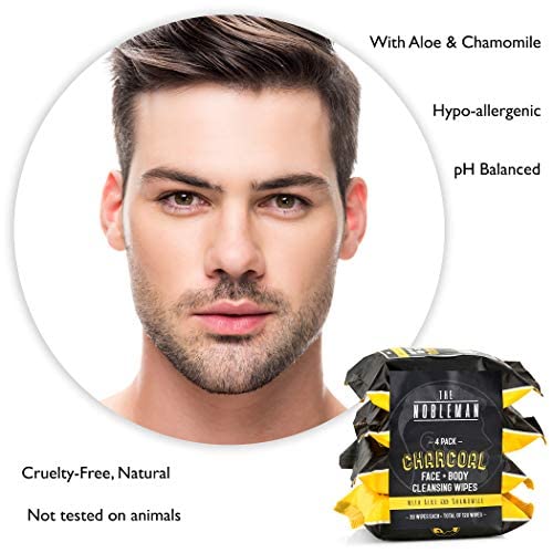 The Nobleman charcoal wipes designed for body use after workouts.