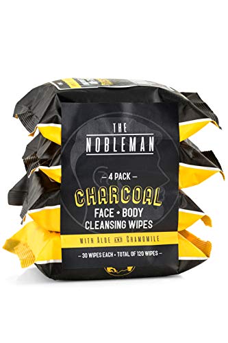 The Nobleman charcoal wipes pack front view for portable skincare.