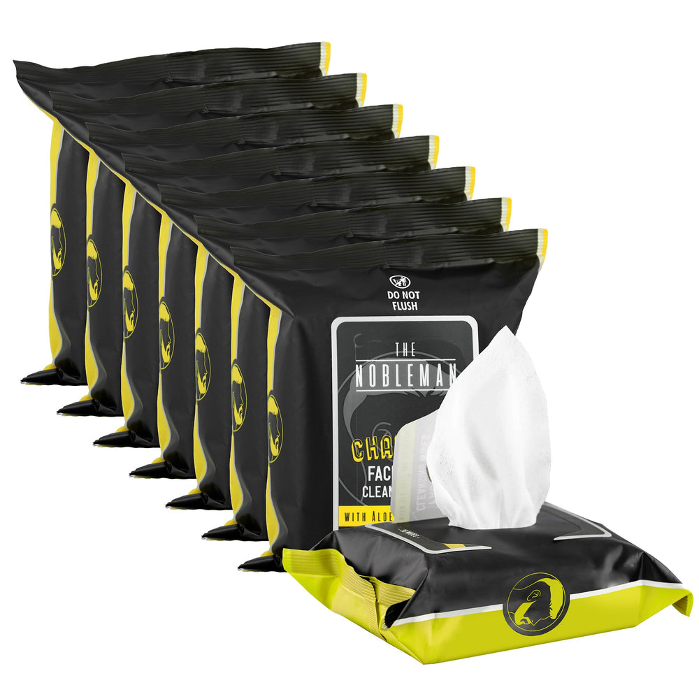 The Nobleman cleansing wipes open-pack reveals charcoal-infused sheets for quick reset