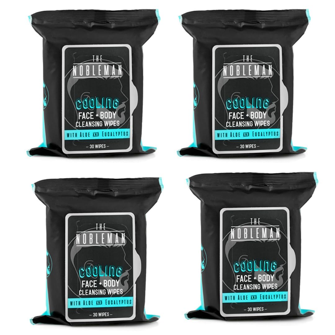 The Nobleman wipes pack closeup shows refreshing cleansing for on-the-go confidence.