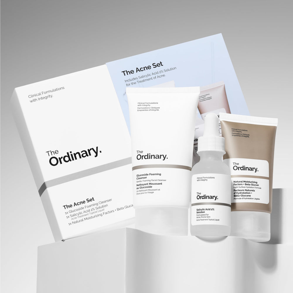 The Ordinary Acne Set packaging box and kit for a complete 3-step regimen