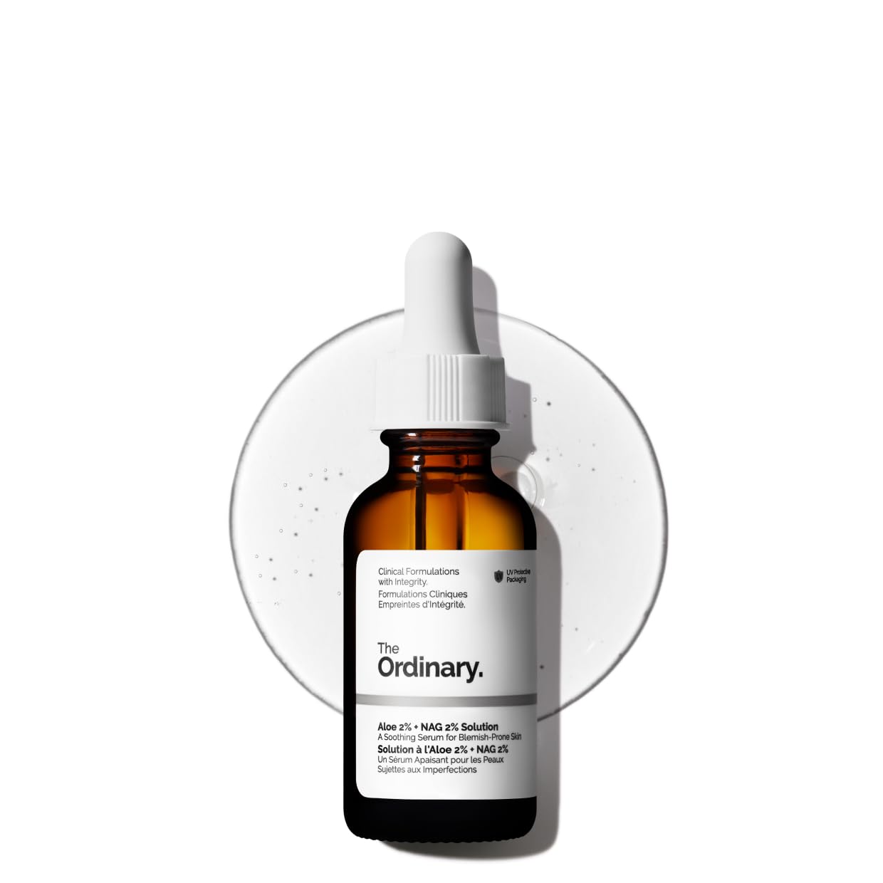 The Ordinary Aloe 2% + NAG 2% serum bottle for hydrating, post-acne care.