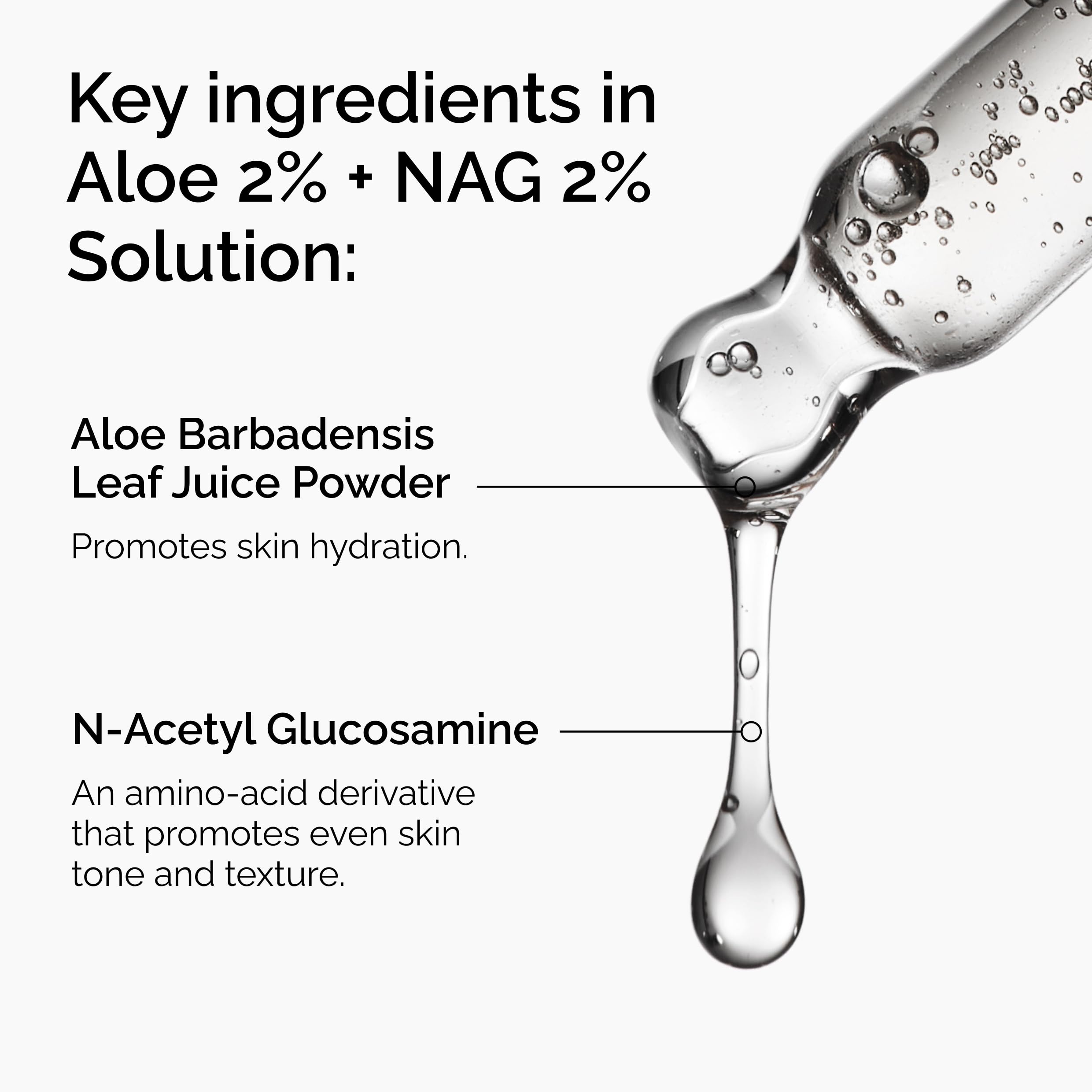 The Ordinary Aloe 2% + NAG 2% bottle label highlights soothing formula.