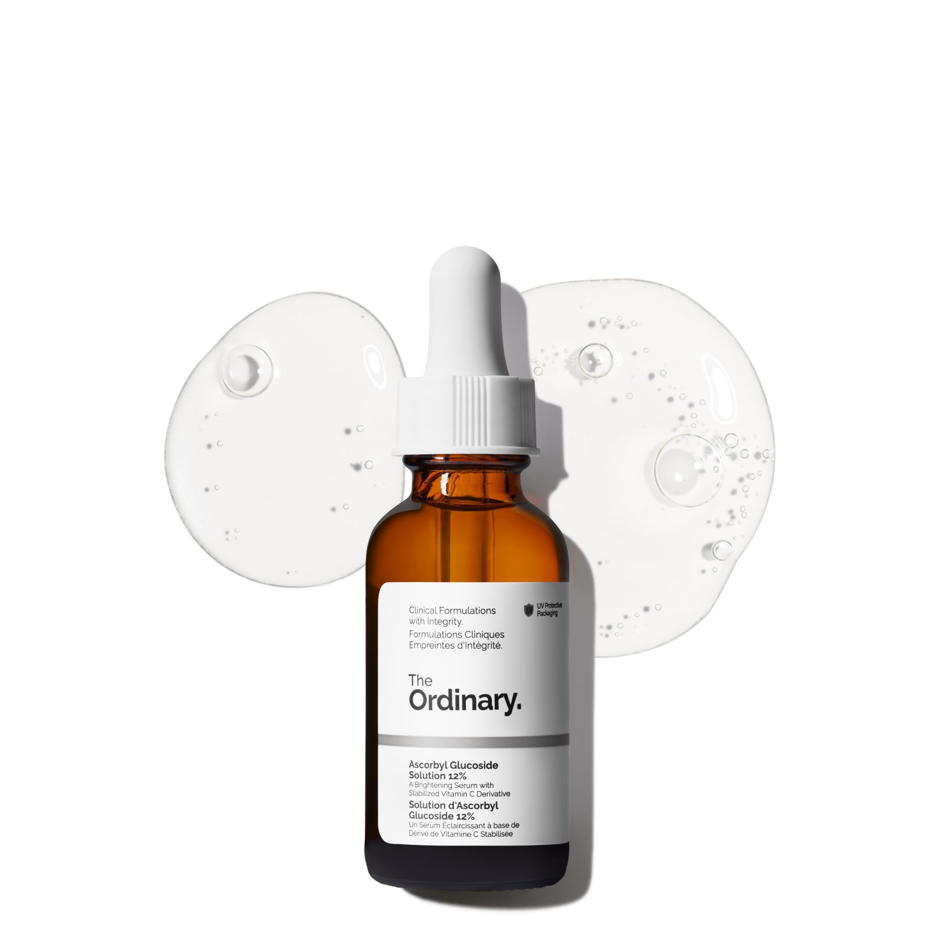 The Ordinary Ascorbyl Glucoside Solution 12% bottle front, a lightweight brightening serum