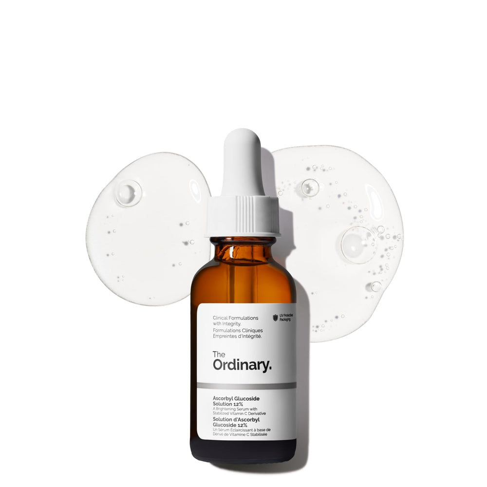 The Ordinary Ascorbyl Glucoside Solution 12% bottle front, a lightweight brightening serum