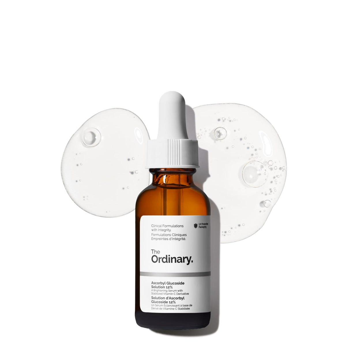 The Ordinary Ascorbyl Glucoside Solution 12% bottle front, a lightweight brightening serum