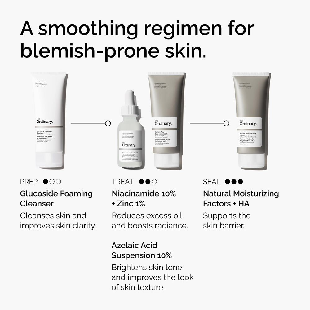 The Ordinary Azelaic Acid Suspension 10% on skin demonstrates texture refinement