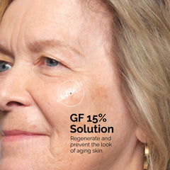 The Ordinary GF 15% Solution dropper in use delivering growth factors for renewal.