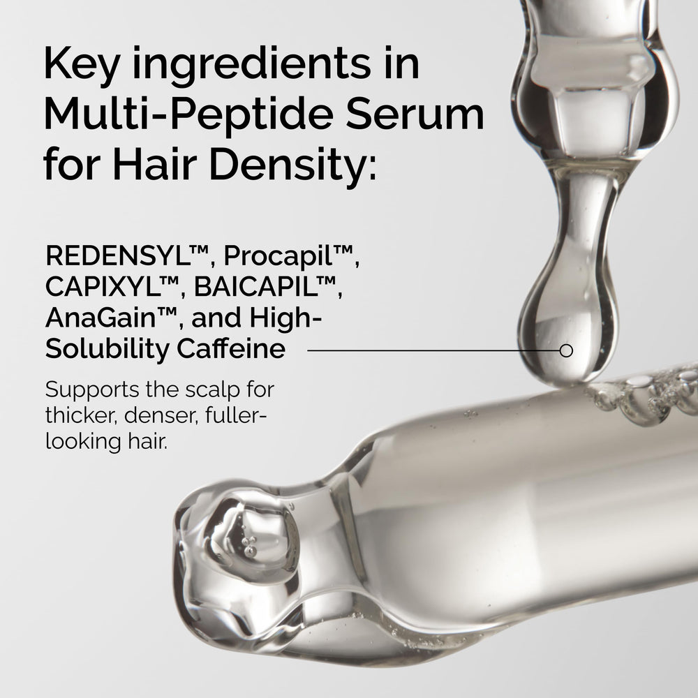 Dropper application of The Ordinary serum demonstrating precise scalp targeting and lightweight formula.