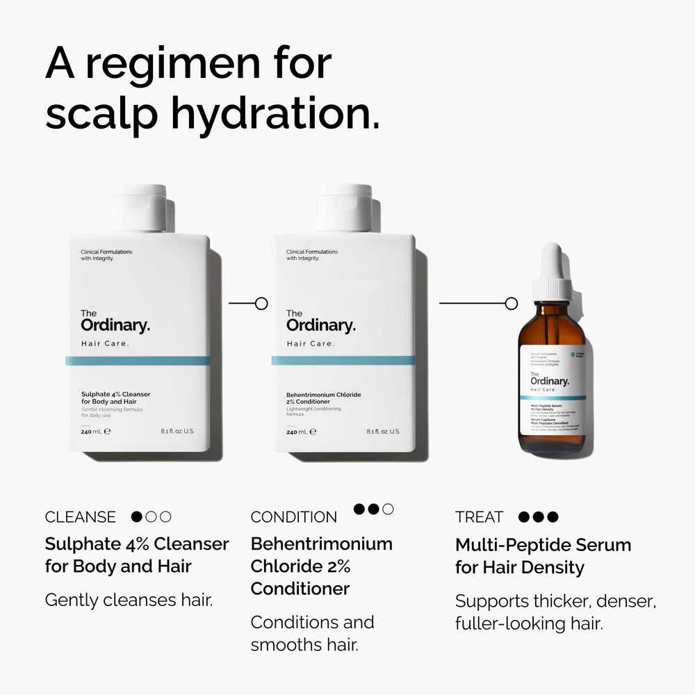 Lifestyle shot featuring The Ordinary serum beside a grooming setup, suggesting daily routine.