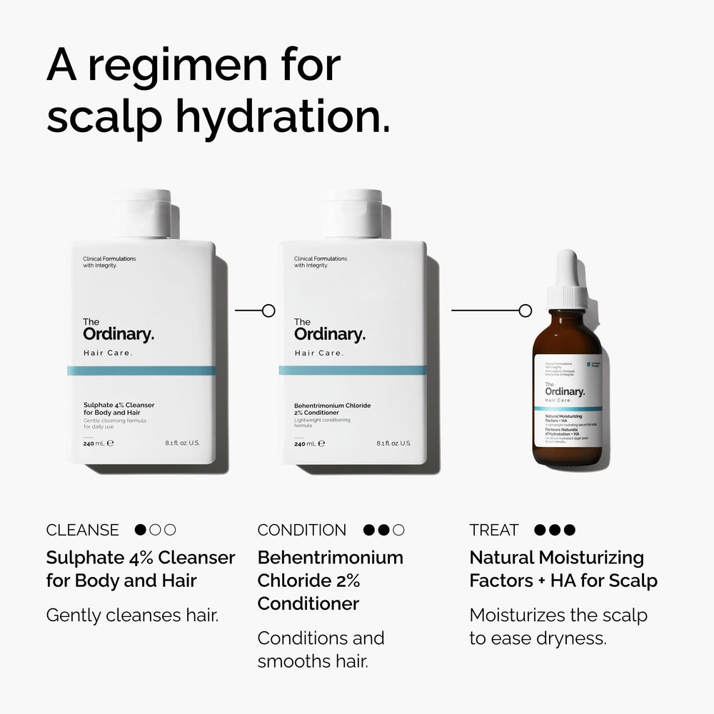 Hyaluronic acid and squalane ingredients highlighted for scalp moisture.