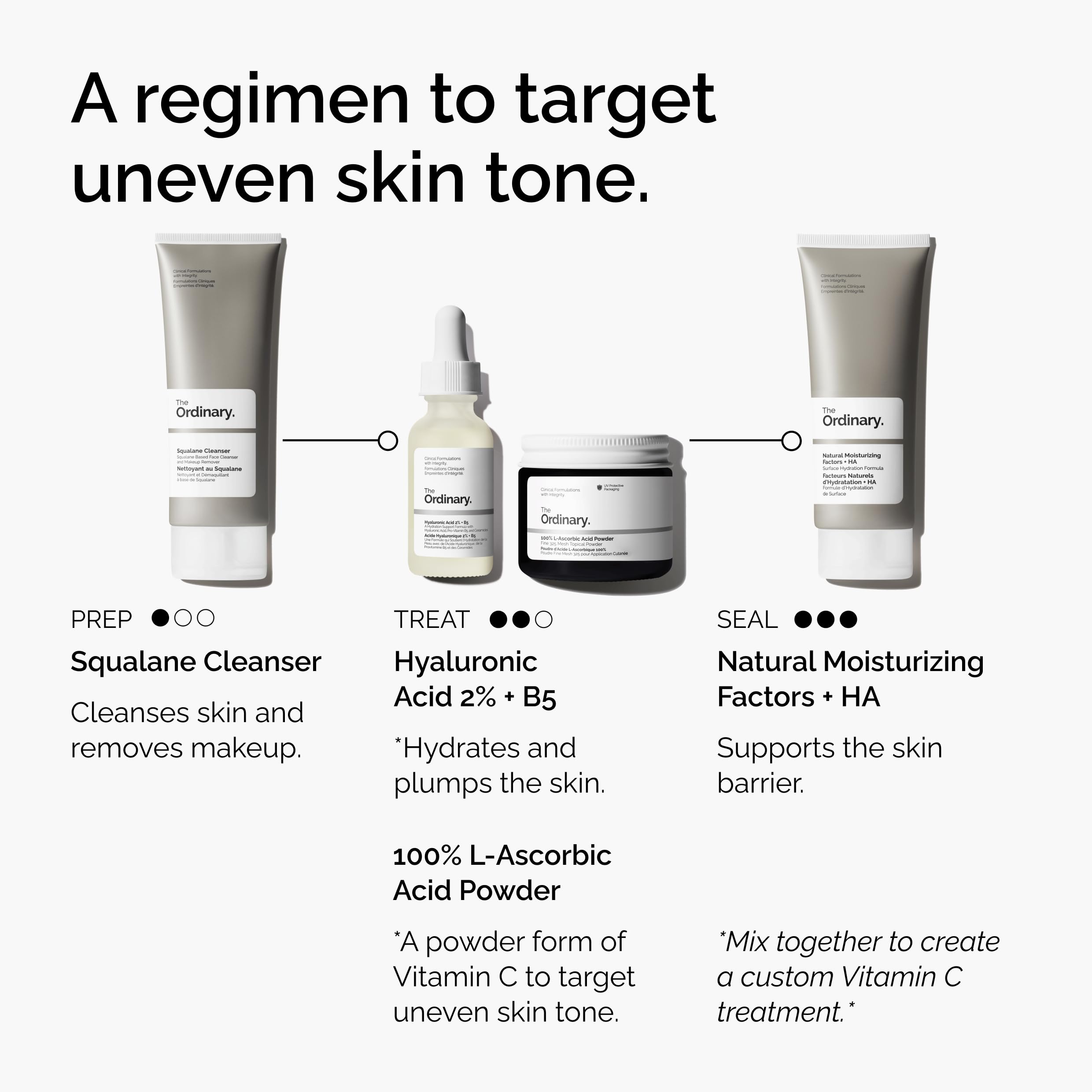 The Ordinary L-Ascorbic Acid Powder applied on skin for a customizable brightening routine.