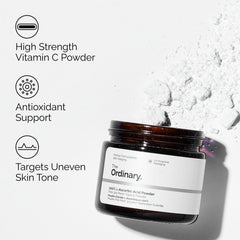 The Ordinary L-Ascorbic Acid Powder texture ready to mix into a custom vitamin C treatment.