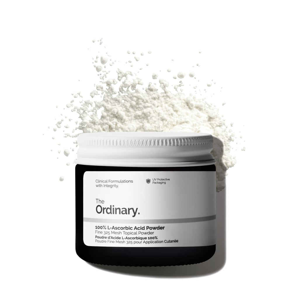 The Ordinary L-Ascorbic Acid Powder packaging for at-home brightening.