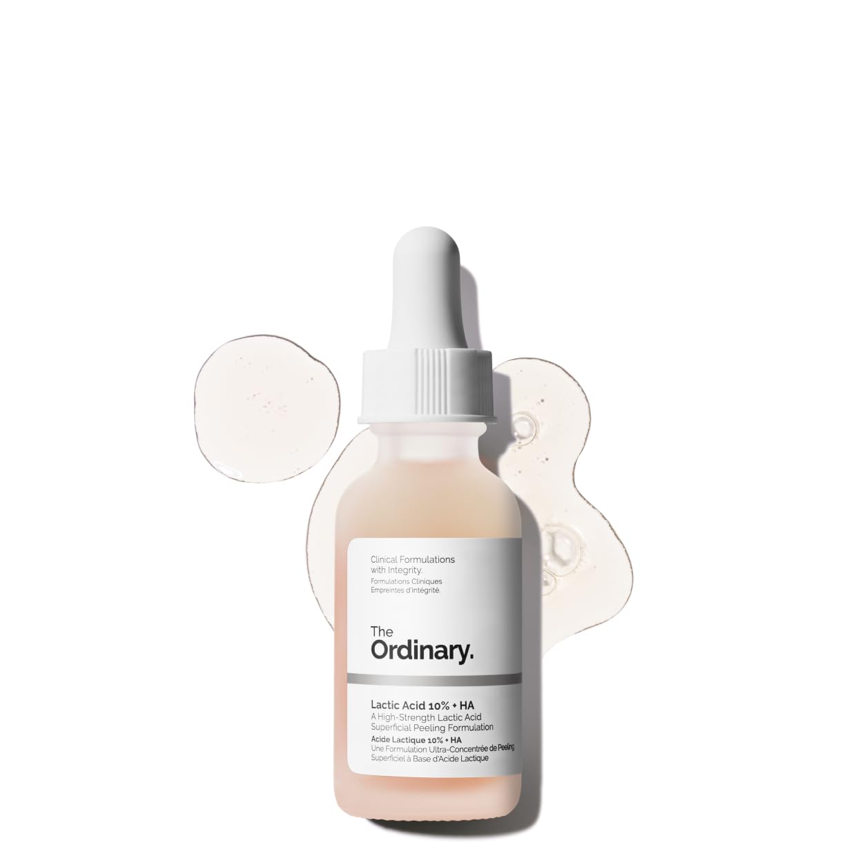 The Ordinary Lactic Acid 10% + HA 2% bottle for smoother skin texture.