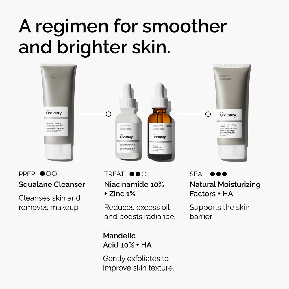 Close-up of The Ordinary Mandelic Acid serum showing lightweight hydration.