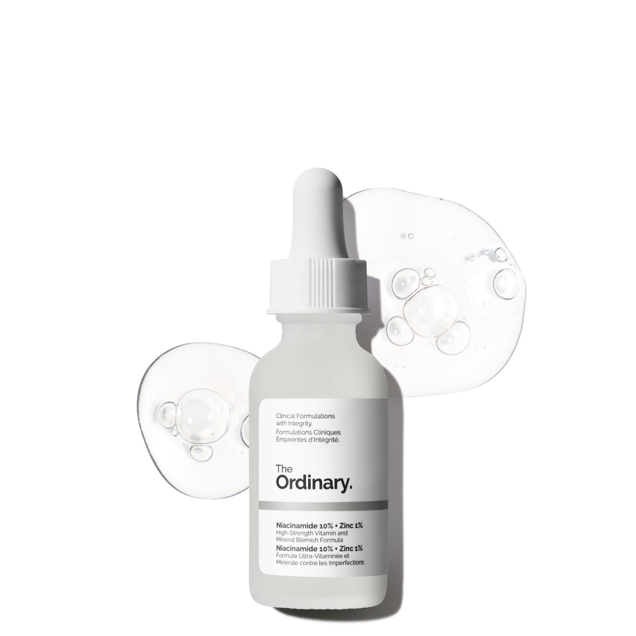 The Ordinary Niacinamide 10% + Zinc 1% bottle promotes brightness and smooth skin.