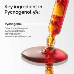 Close-up of the serum dropper showing antioxidant-rich formula for radiant skin.