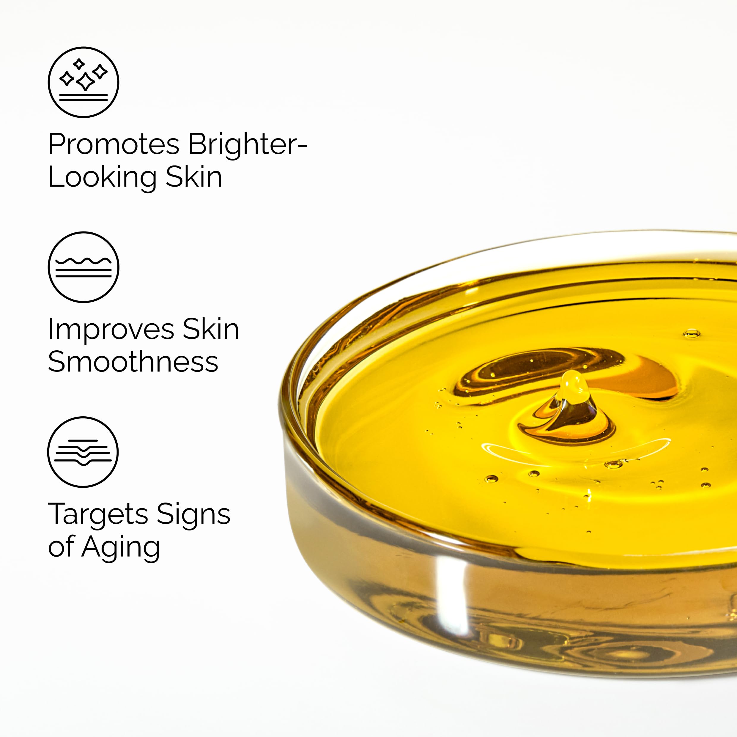 The Ordinary Resveratrol Ferulic Acid serum texture swirl showing oil-like consistency.