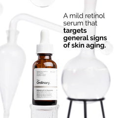 The Ordinary Retinol 0.2% in Squalane label close-up highlighting beginner-friendly formula