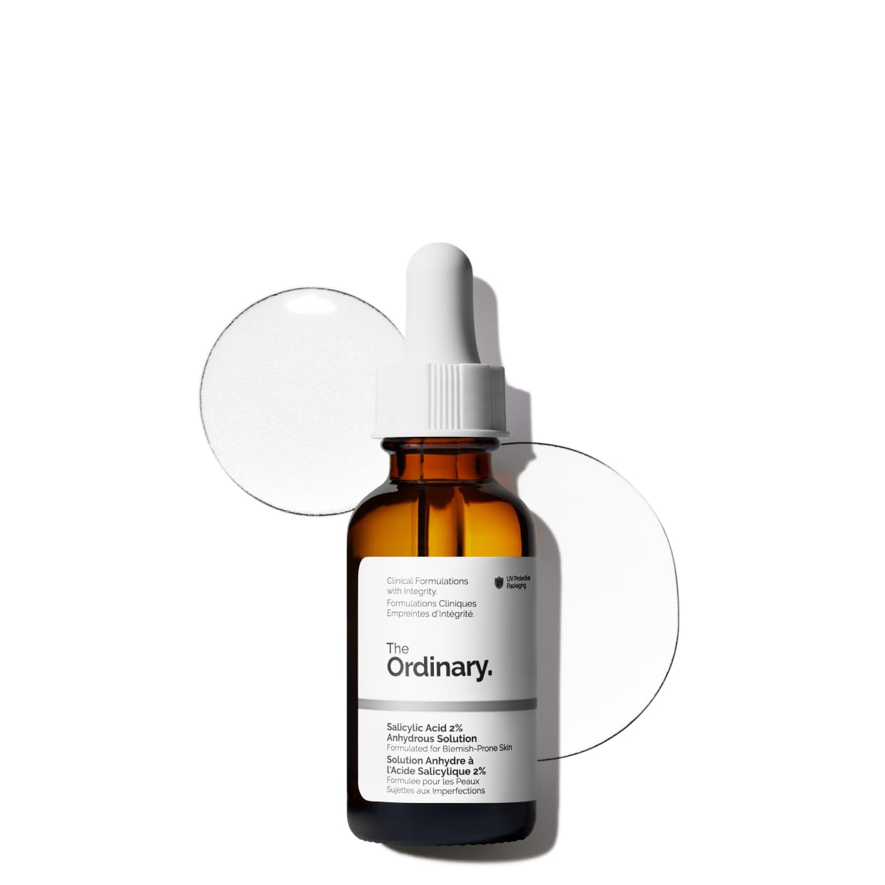 The Ordinary Salicylic Acid 2% Anhydrous bottle promotes smoother texture for blemish-prone skin.