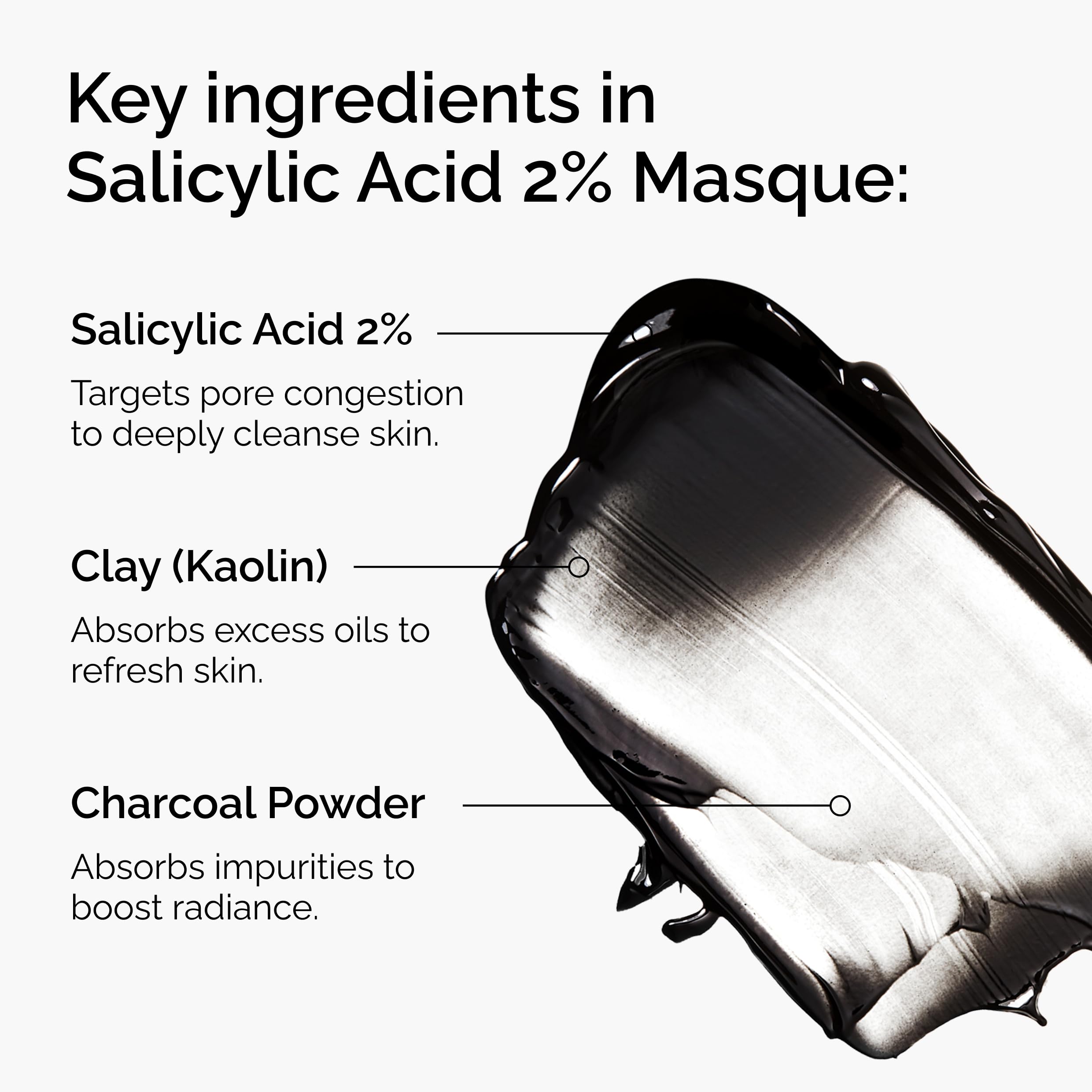 The Ordinary masque with charcoal and kaolin clay absorbing impurities