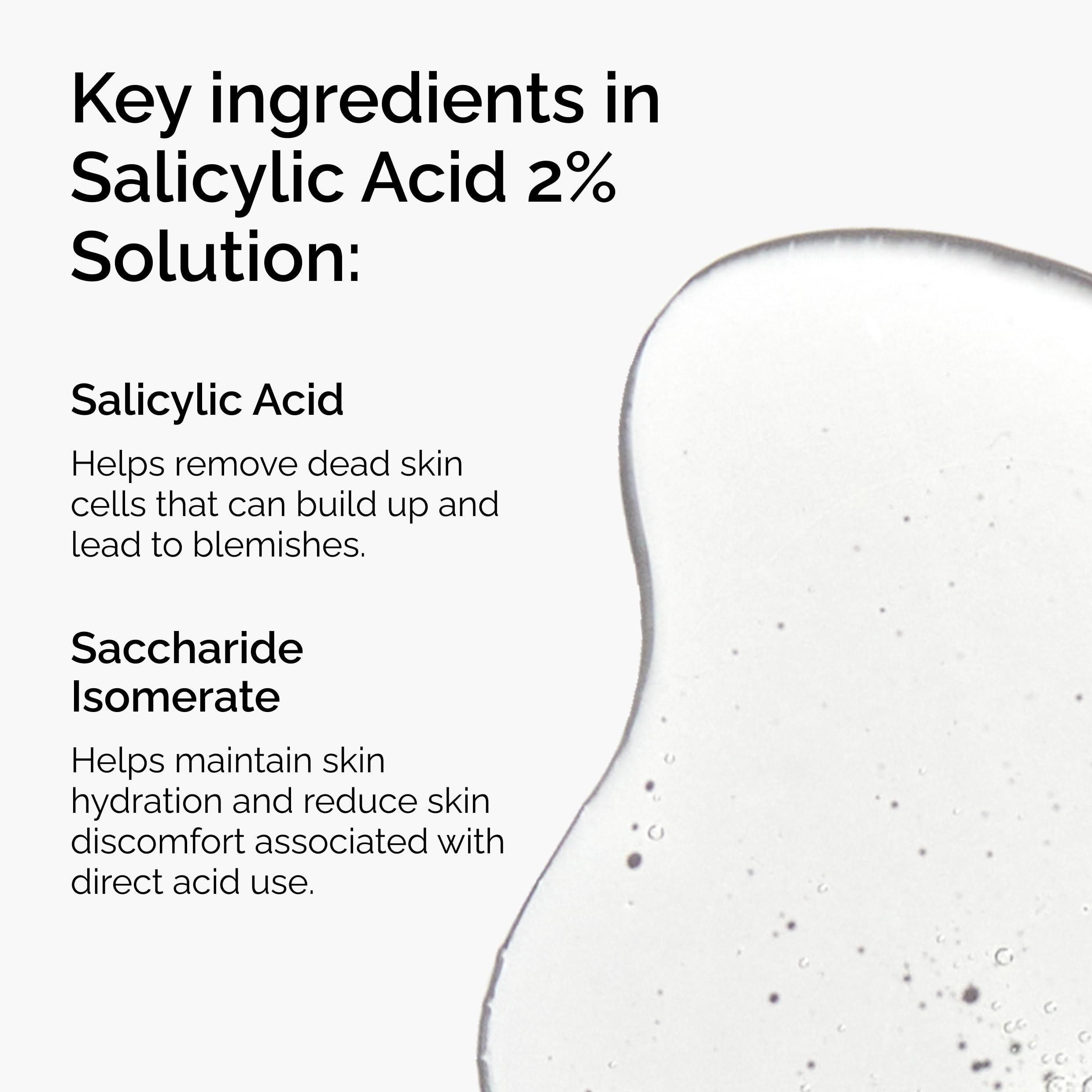The Ordinary Salicylic Acid 2% serum dropper in use, exfoliating the skin surface.