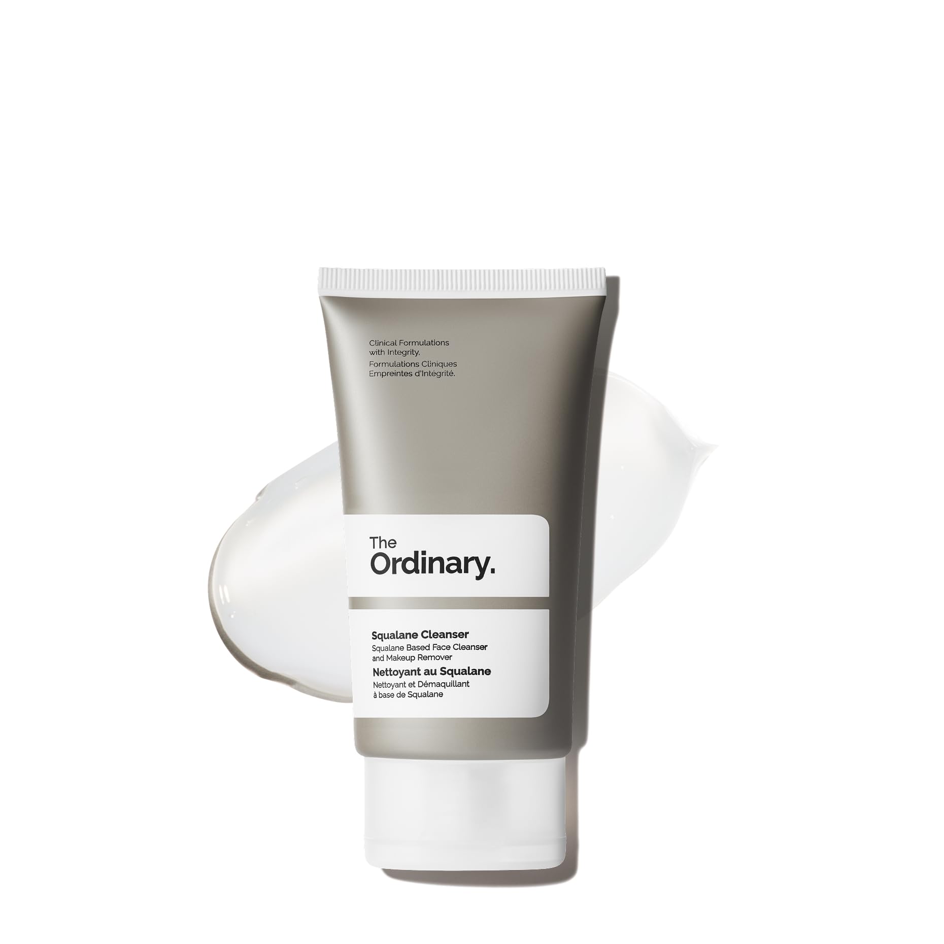 The Ordinary Squalane Cleanser bottle close-up for travel-friendly cleansing.