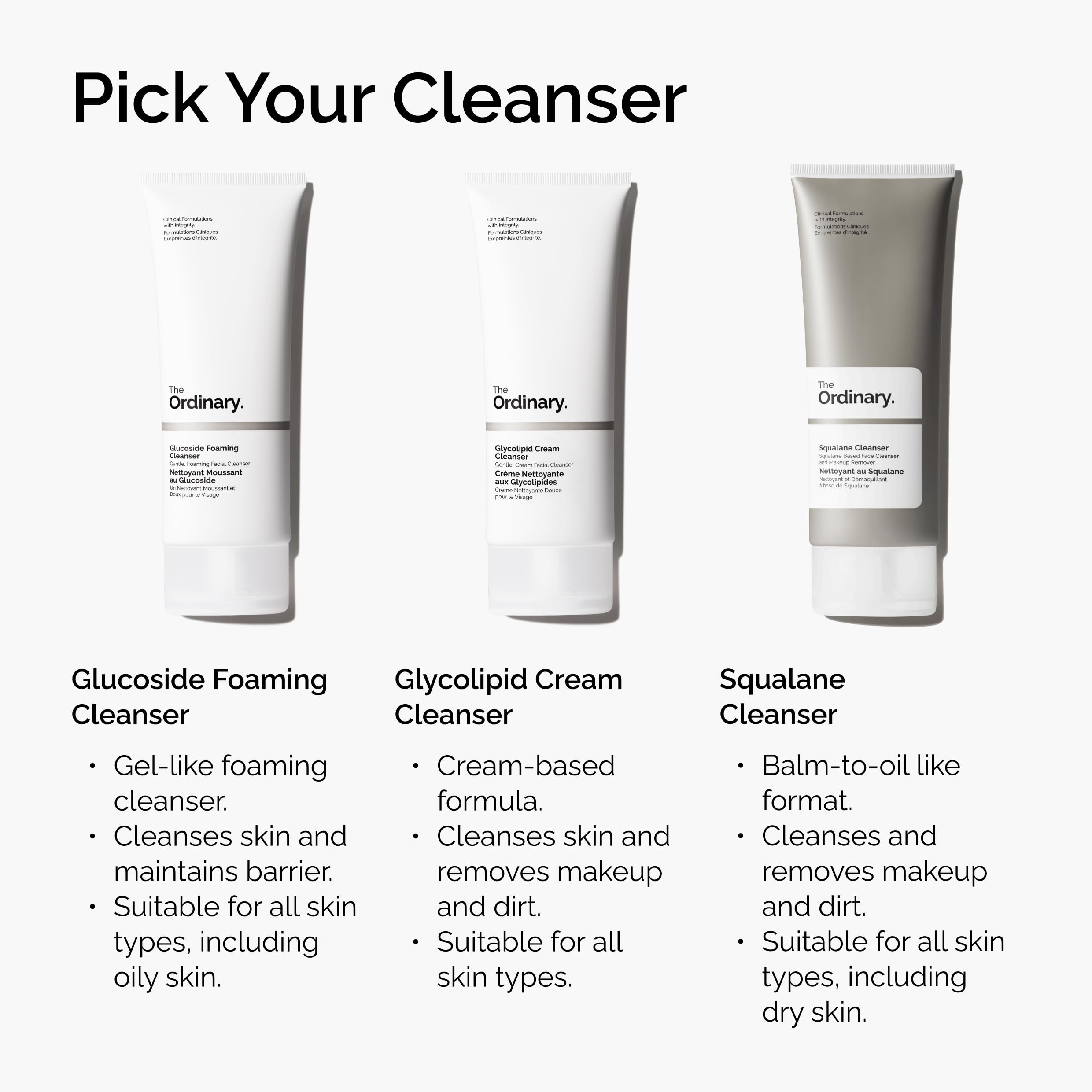 The Ordinary Squalane Cleanser rinse scene shows clean, refreshed skin after cleansing.