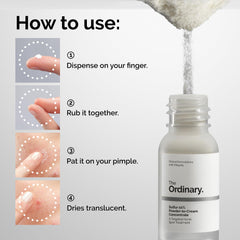 The Ordinary sulfur 10% powder-to-cream texture changes to a light cream.