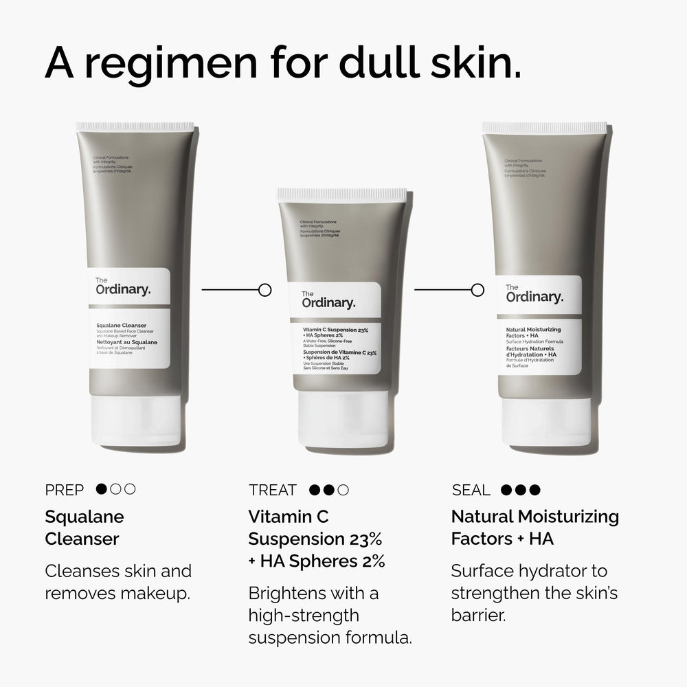 The Ordinary Vitamin C Suspension night routine setup with dilution option for tolerance