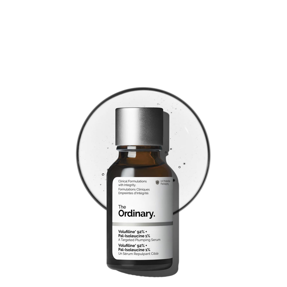 The Ordinary Volufiline serum bottle show casing 92 percent Volufiline for targeted plumping