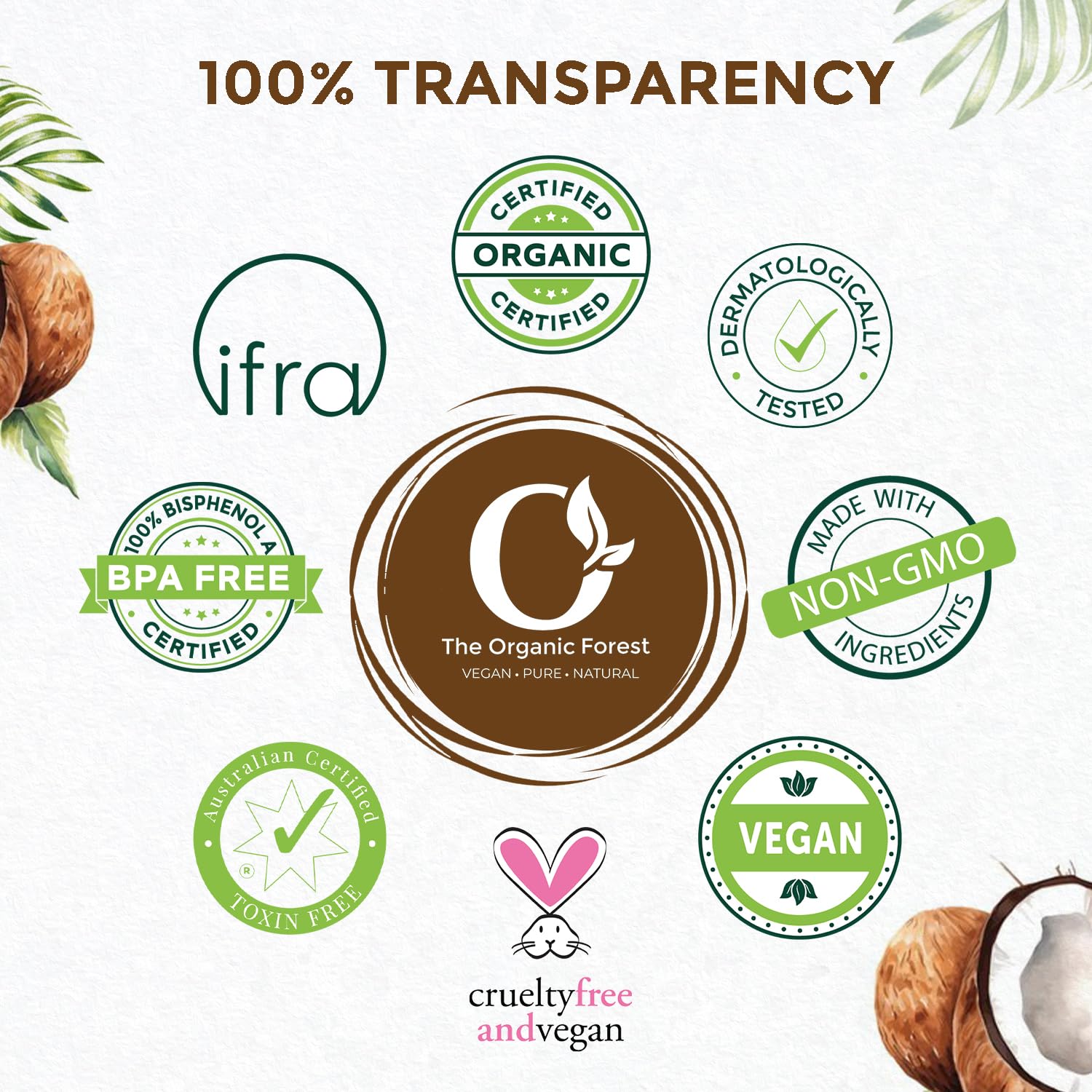 The Organic Forest coconut oil ingredients list emphasizes pure plant-based oil