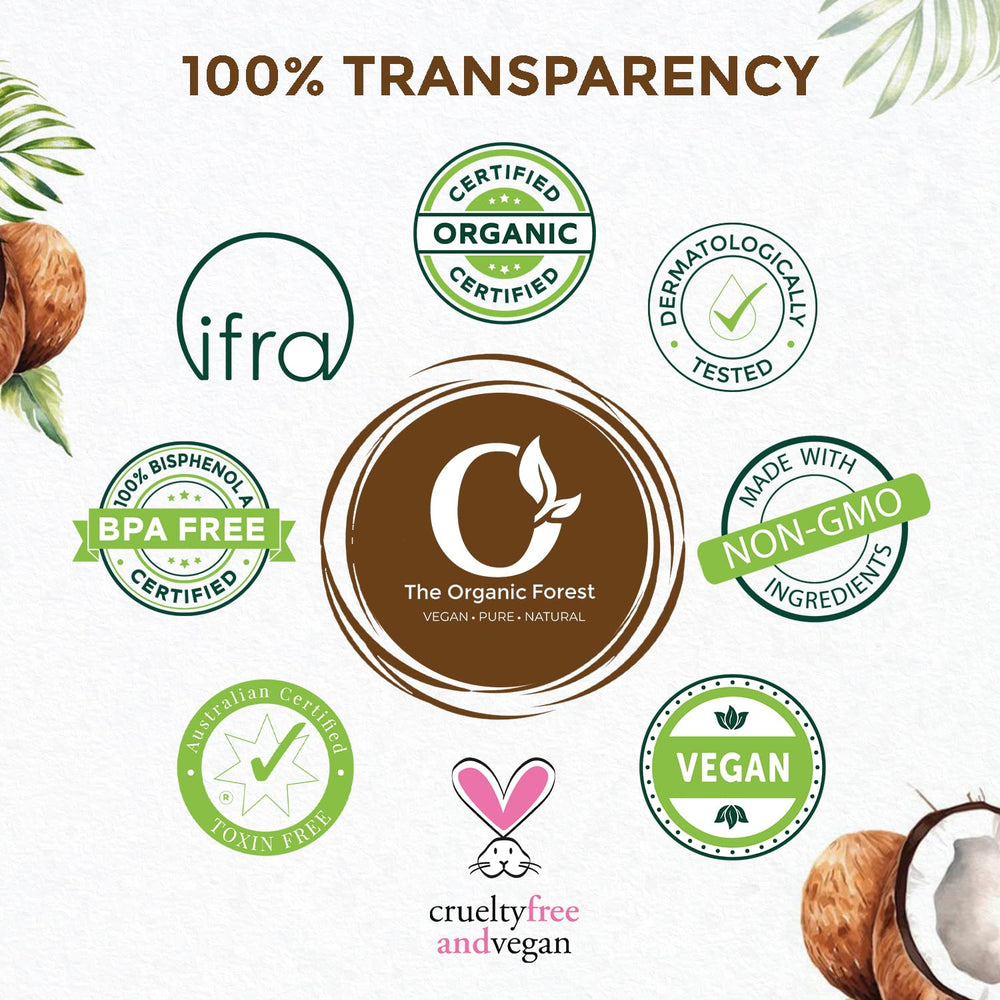The Organic Forest coconut oil ingredients list emphasizes pure plant-based oil