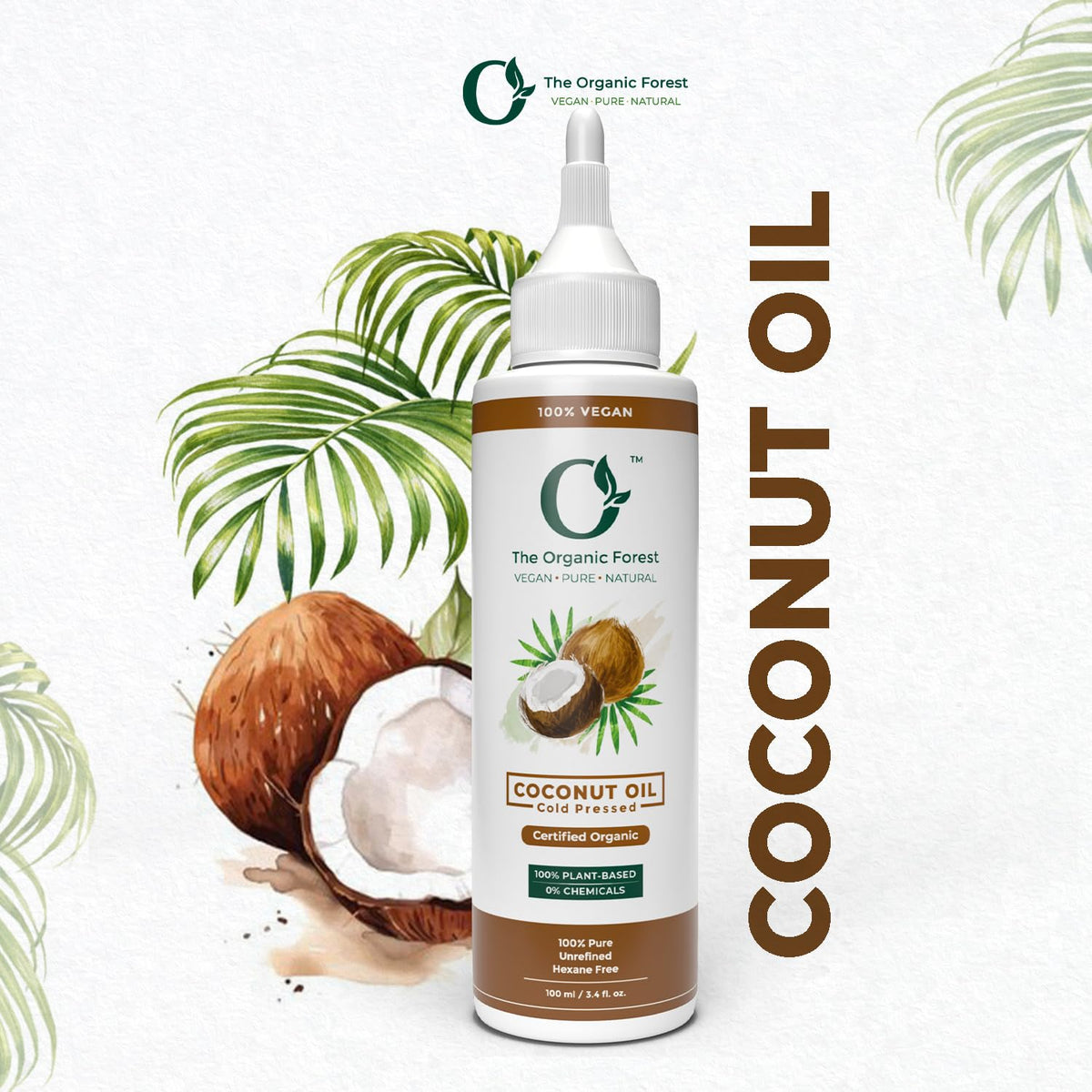 The Organic Forest coconut oil pour—easy texture for hair conditioning