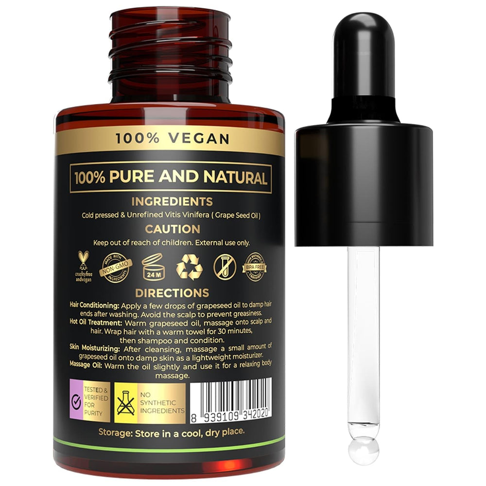 The Organic Forest Grapeseed Oil pour bottle for smooth, controlled applications.