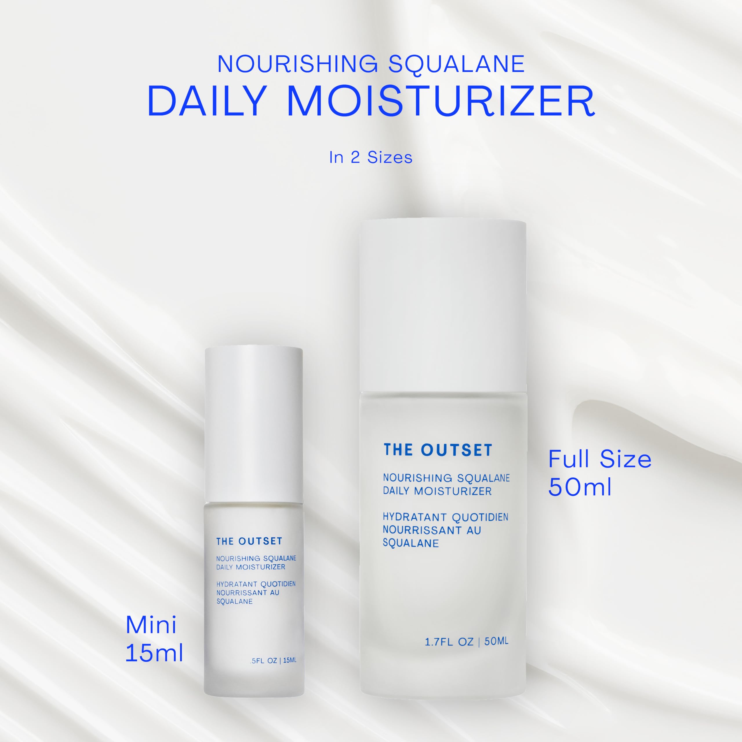 The Outset Nourishing Squalane Daily Moisturizer texture closeup reveals a lightweight, non-greasy feel.