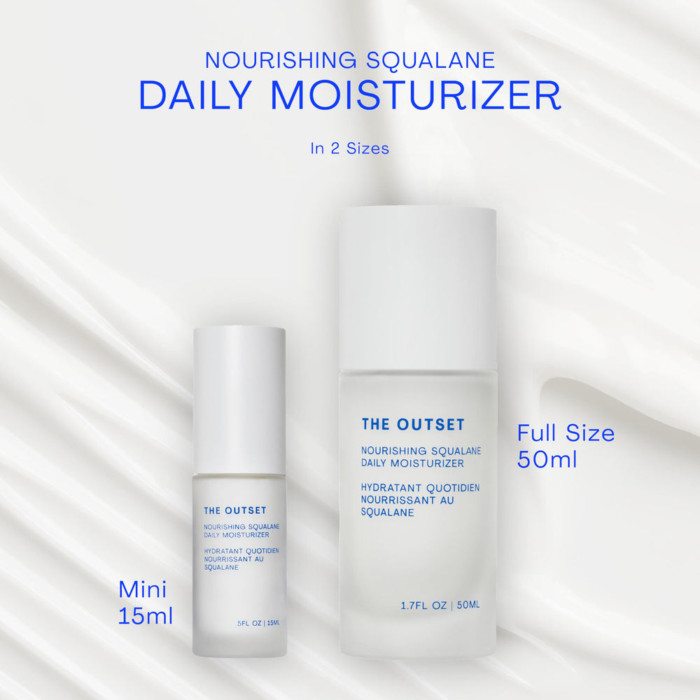 The Outset Nourishing Squalane Daily Moisturizer texture closeup reveals a lightweight, non-greasy feel.